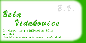 bela vidakovics business card
